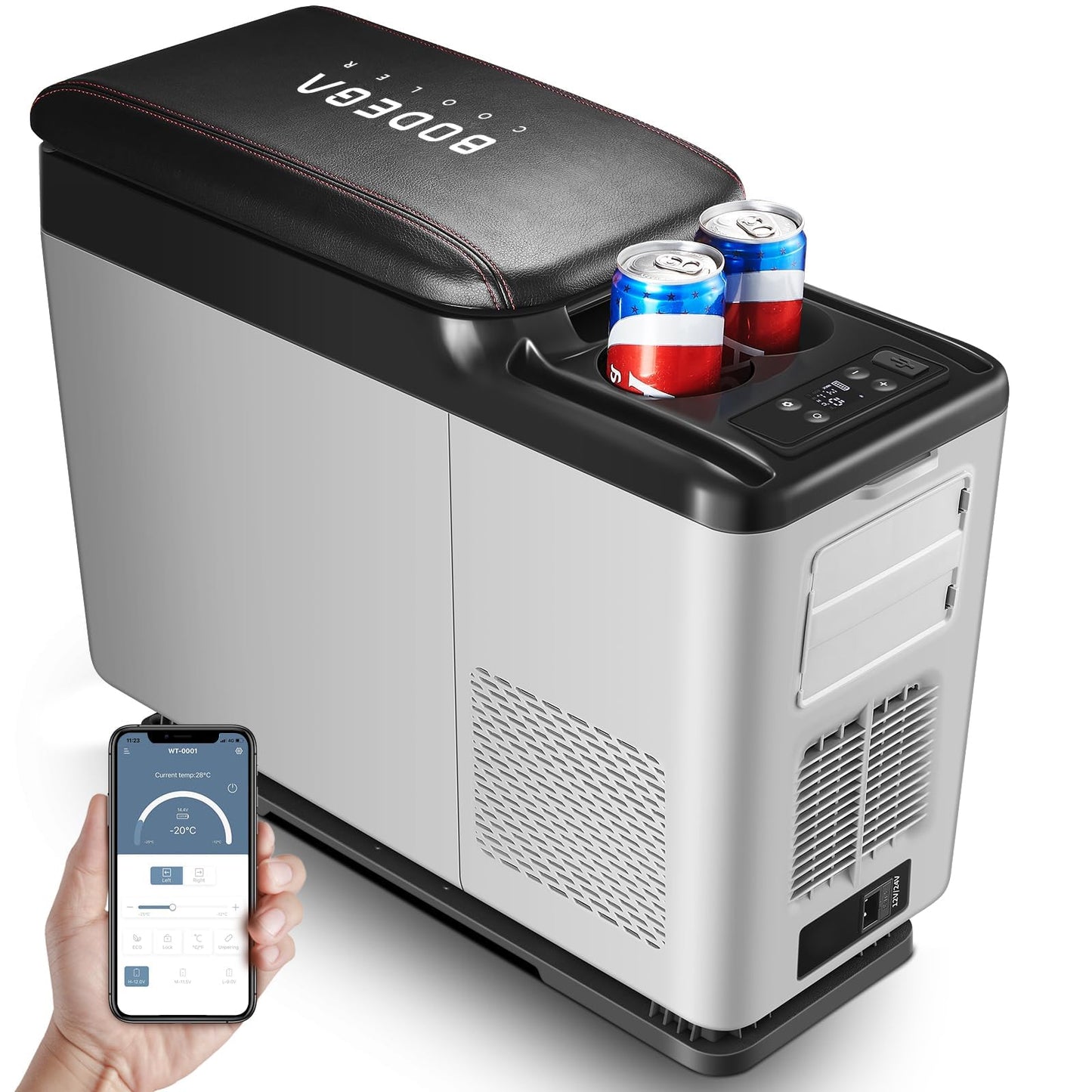 BODEGACOOLER 15L Portable Car Fridge Freezer – Compact Cooler for Camping, Travel & RV with APP Control