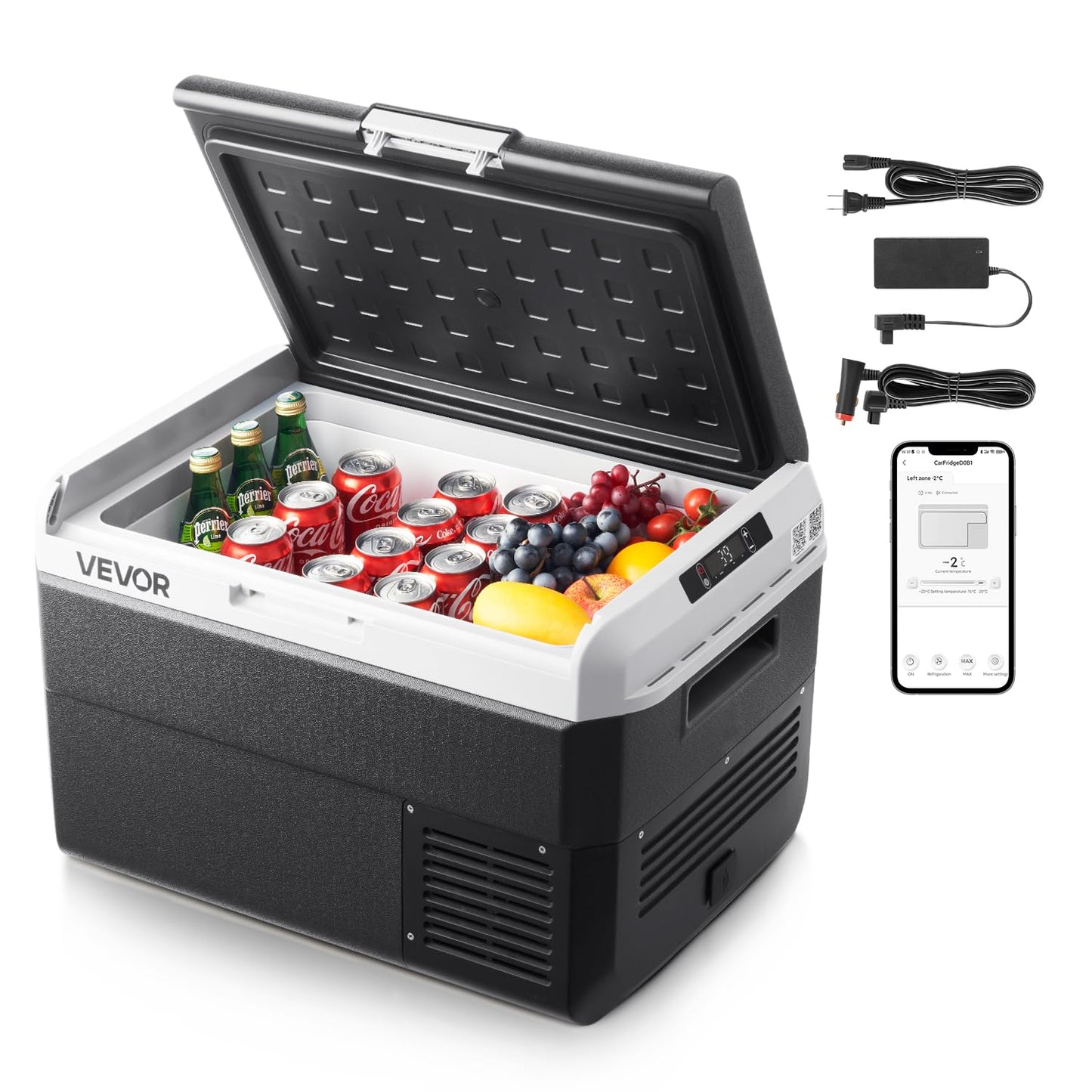 VEVOR 50L Portable Car Refrigerator 12V/24V Freezer Cooler -4°F to 68°F for Camping RV Travel