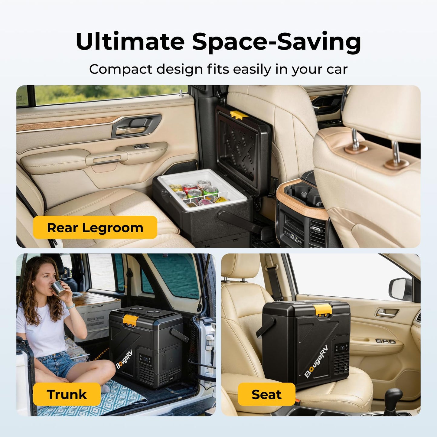 BougeRV CRH20 20L Portable Car Refrigerator Freezer for Camping & Road Trips, -4°F to 68°F