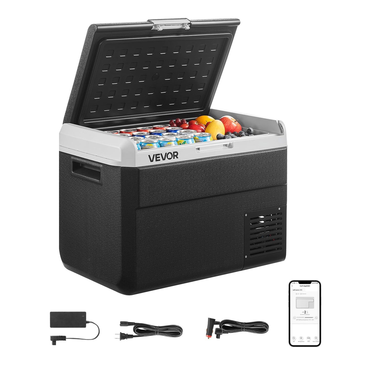 VEVOR 50L Portable Car Refrigerator 12V/24V Freezer Cooler -4°F to 68°F for Camping RV Travel
