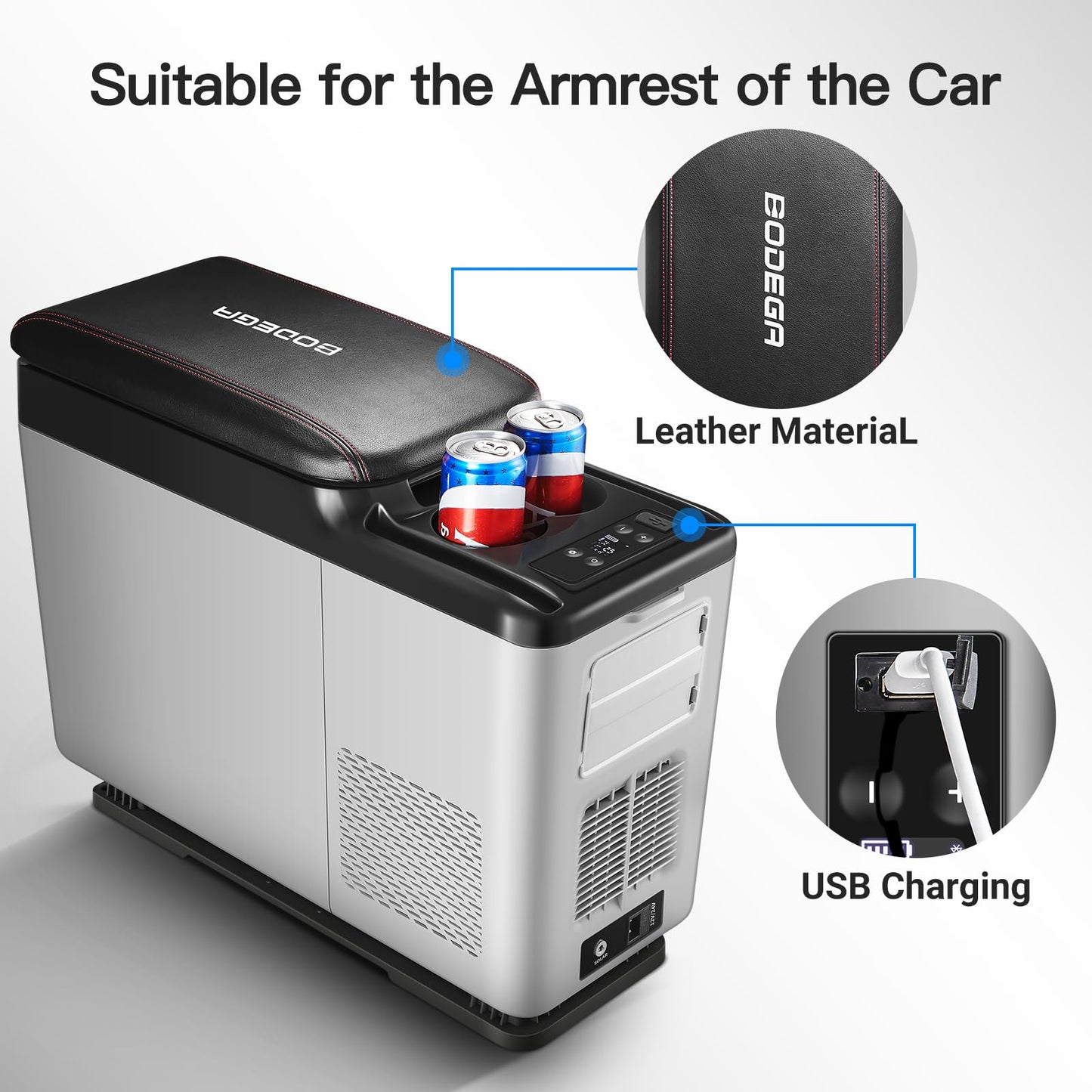 BODEGACOOLER 15L Portable Car Fridge Freezer – Compact Cooler for Camping, Travel & RV with APP Control