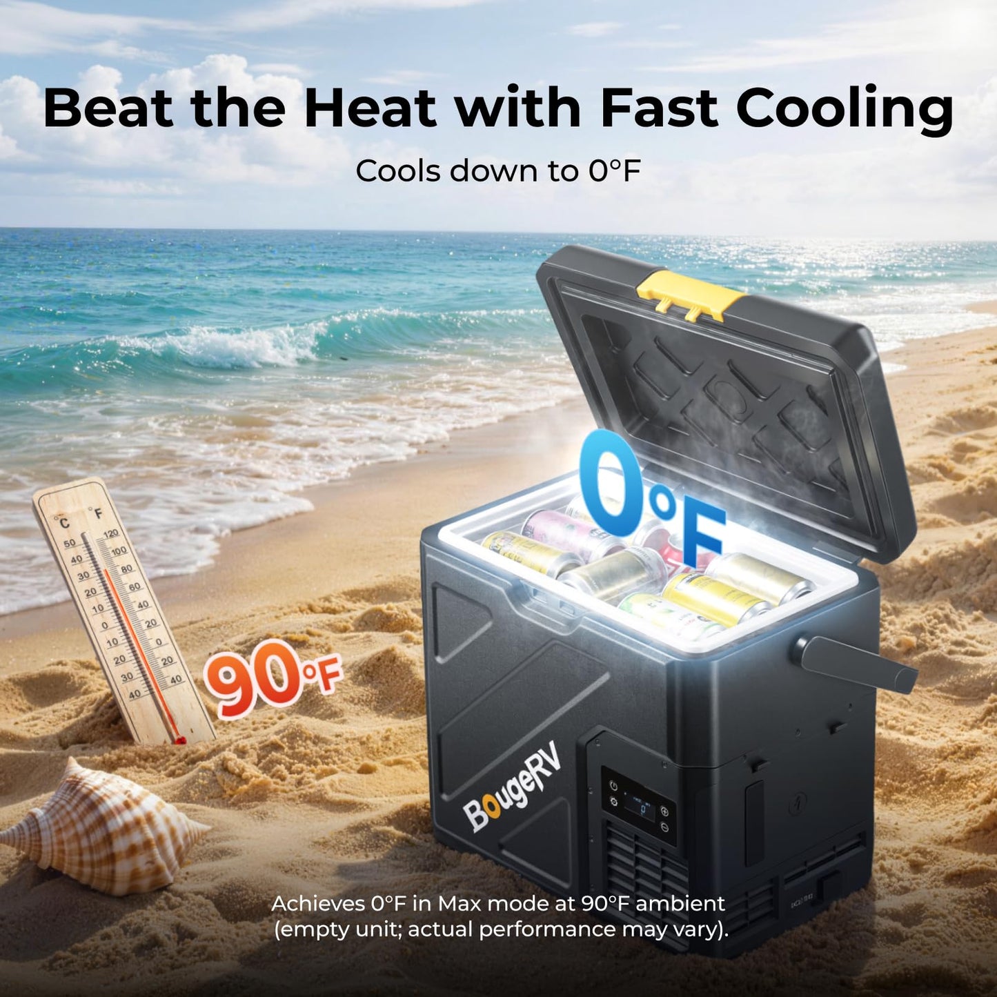 BougeRV CRH20 20L Portable Car Refrigerator Freezer for Camping & Road Trips, -4°F to 68°F