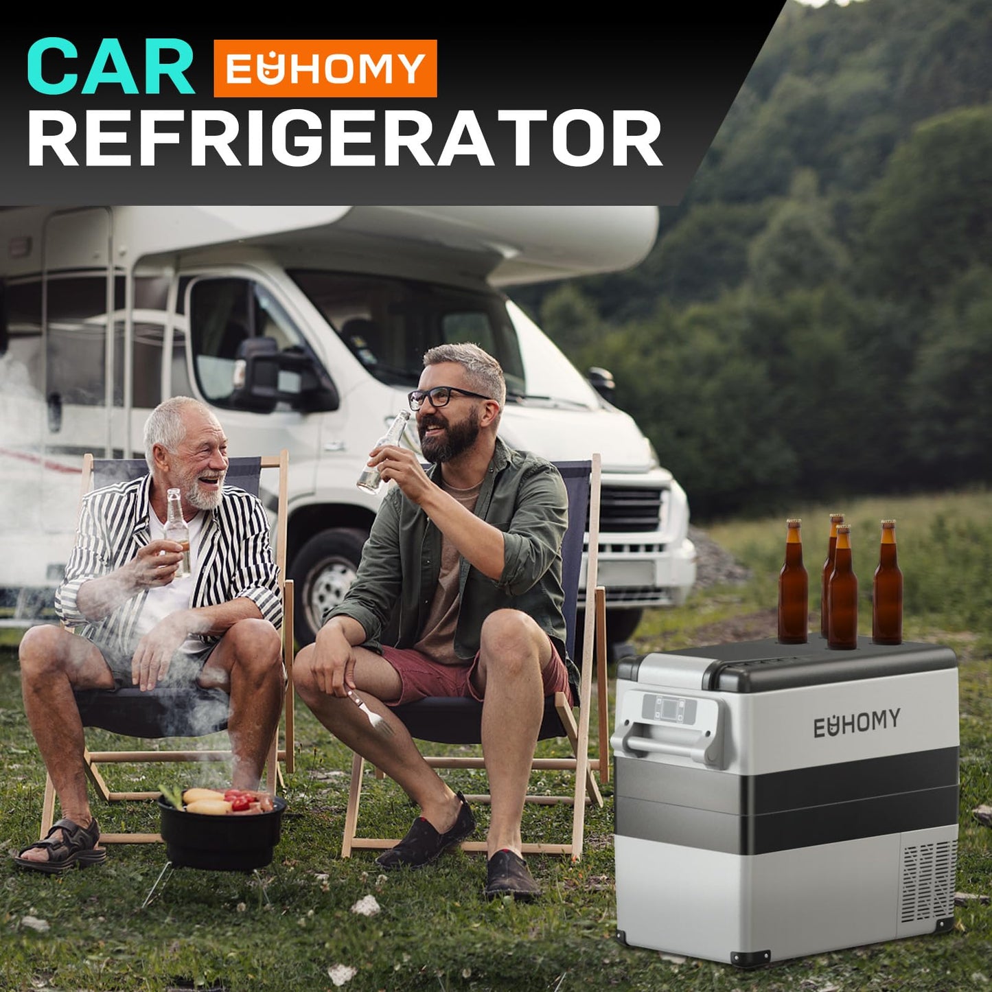 EUHOMY 55L Smart Portable Electric Cooler with APP Control & Bluetooth for Car & RV