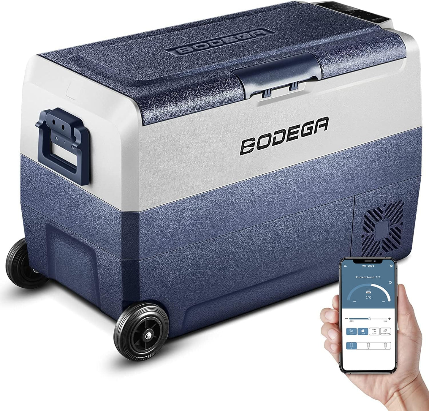 BODEGACOOLER 50L Smart Car Refrigerator – Large Portable Fridge Freezer with APP Control for RV & Travel