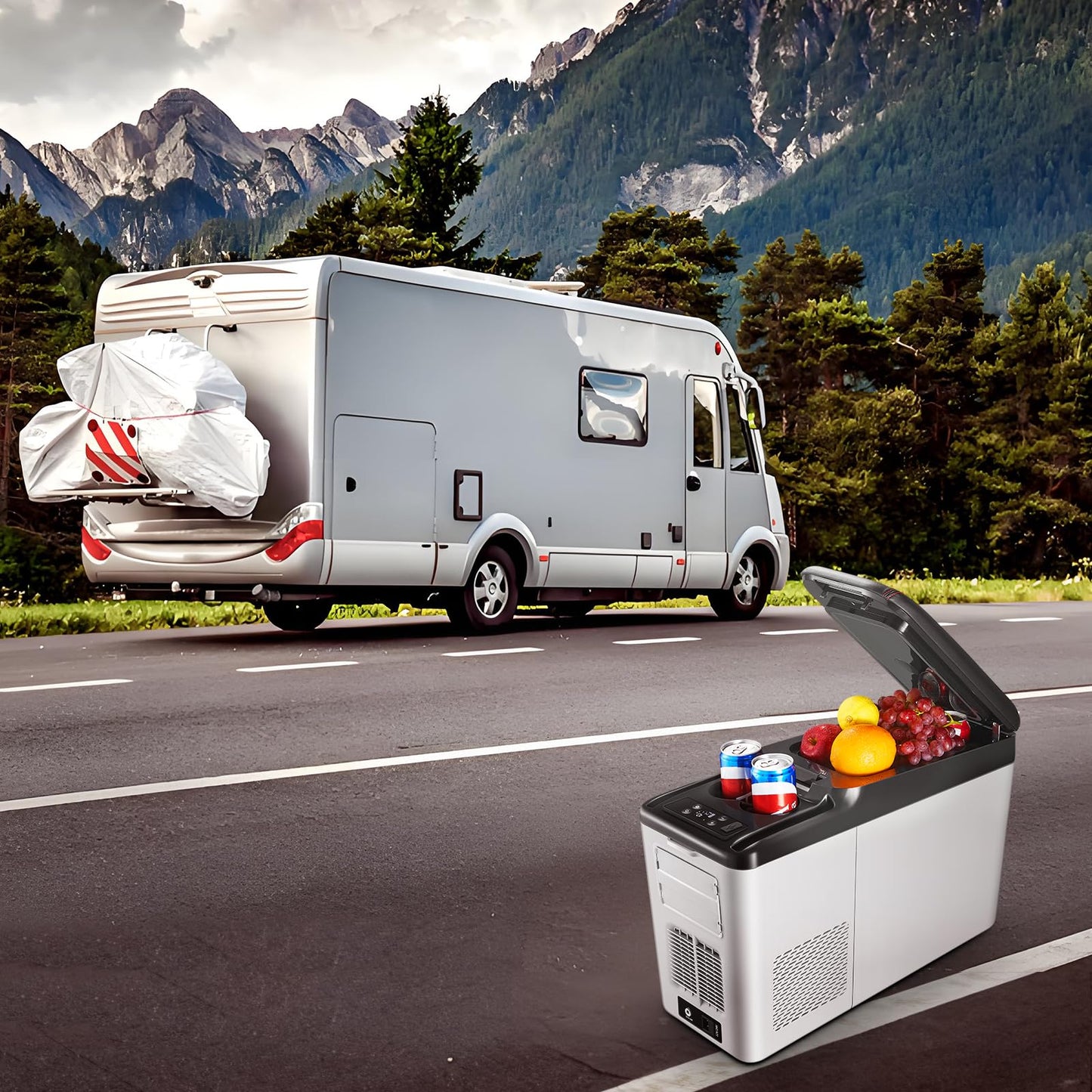 BODEGACOOLER 15L Portable Car Fridge Freezer – Compact Cooler for Camping, Travel & RV with APP Control