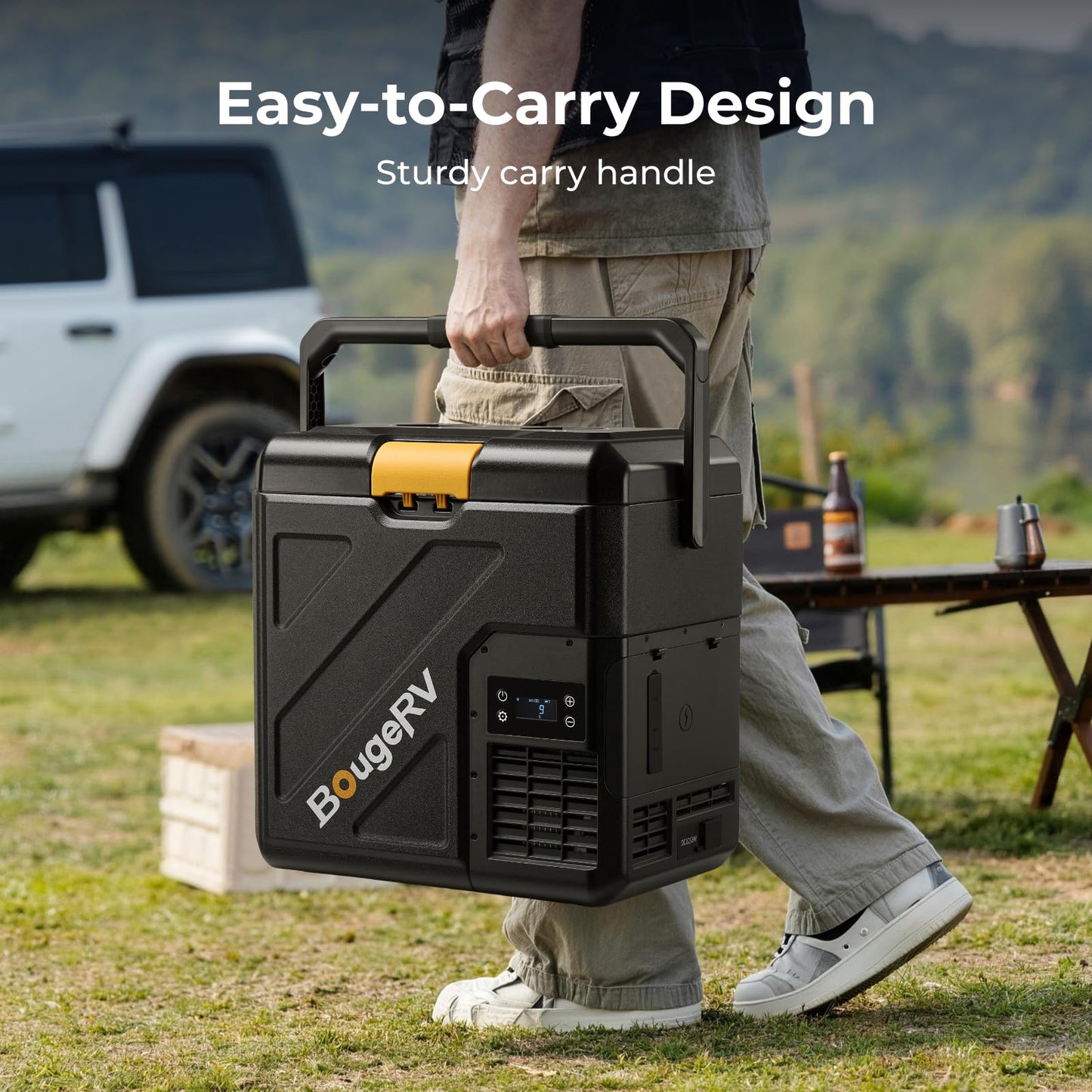 BougeRV CRH20 20L Portable Car Refrigerator Freezer for Camping & Road Trips, -4°F to 68°F