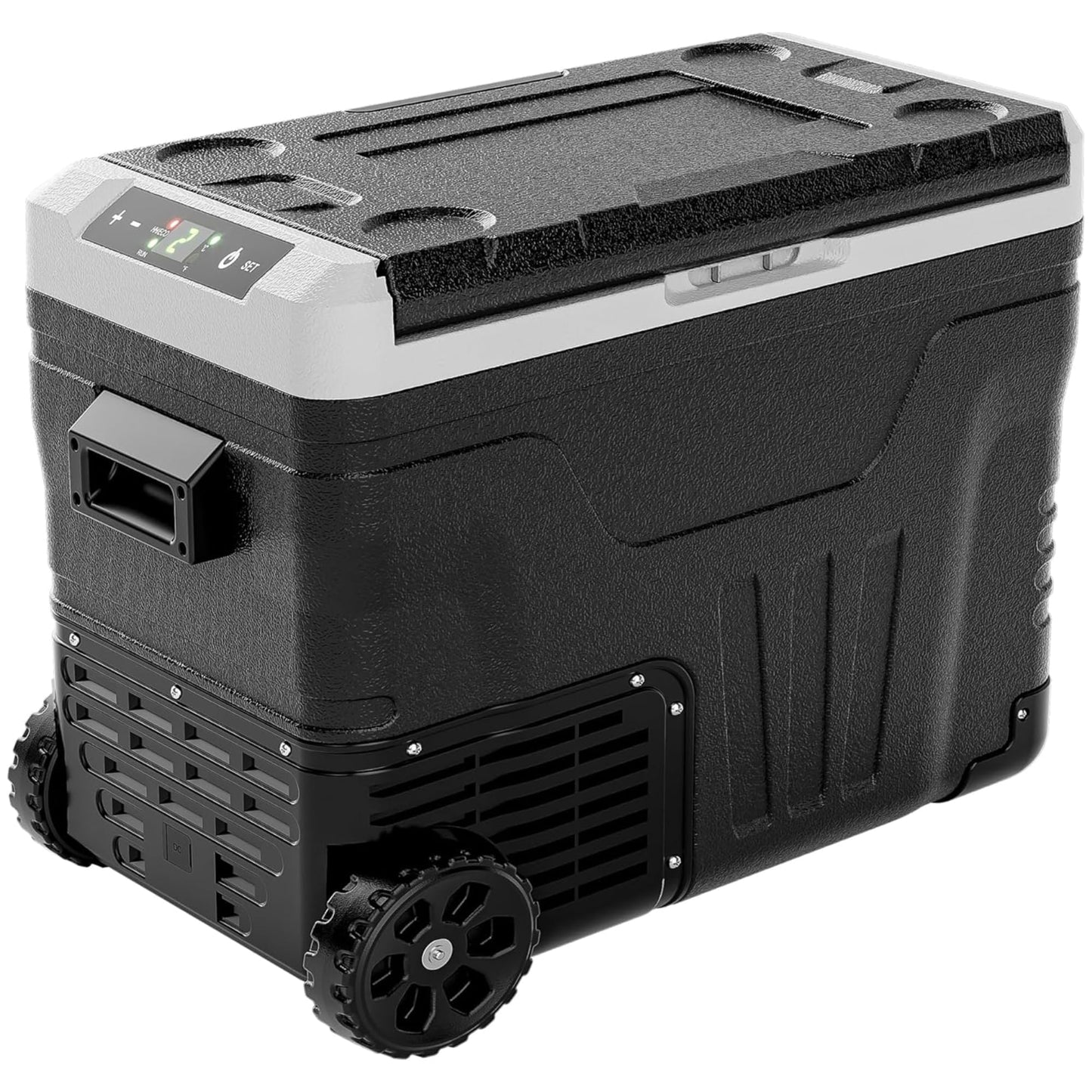EUHOMY 53QT Portable 12V Refrigerator Freezer with Wheels & Dual Baskets for Car & RV