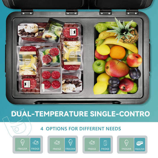 EUHOMY 58QT Dual Zone Smart Car Refrigerator with APP Control