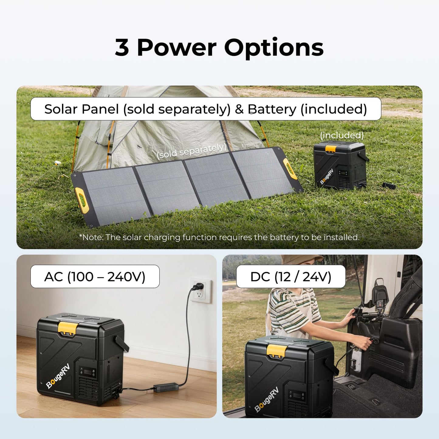 BougeRV CRH20 20L Portable Car Refrigerator Freezer for Camping & Road Trips, -4°F to 68°F