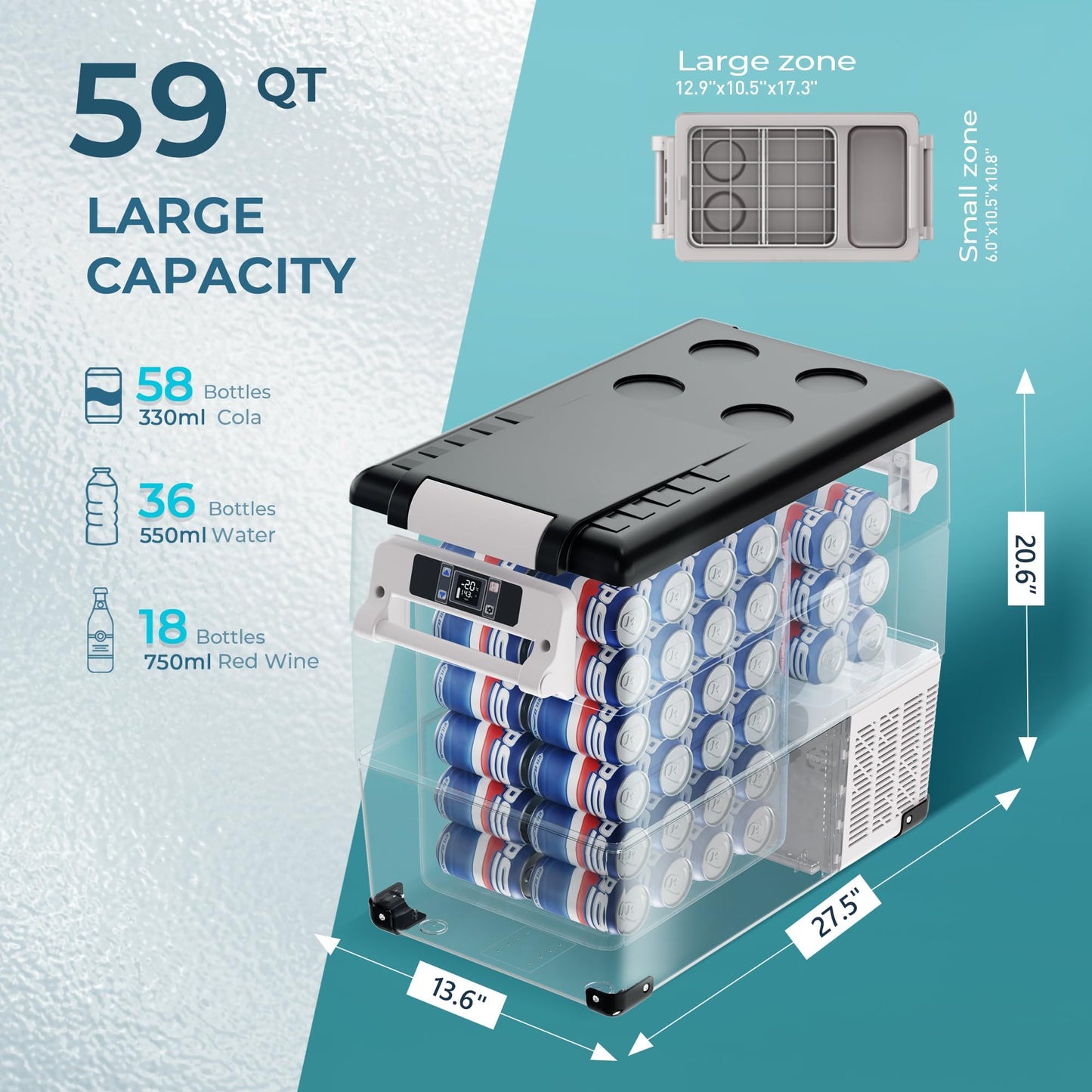 EUHOMY 55L Smart Portable Electric Cooler with APP Control & Bluetooth for Car & RV